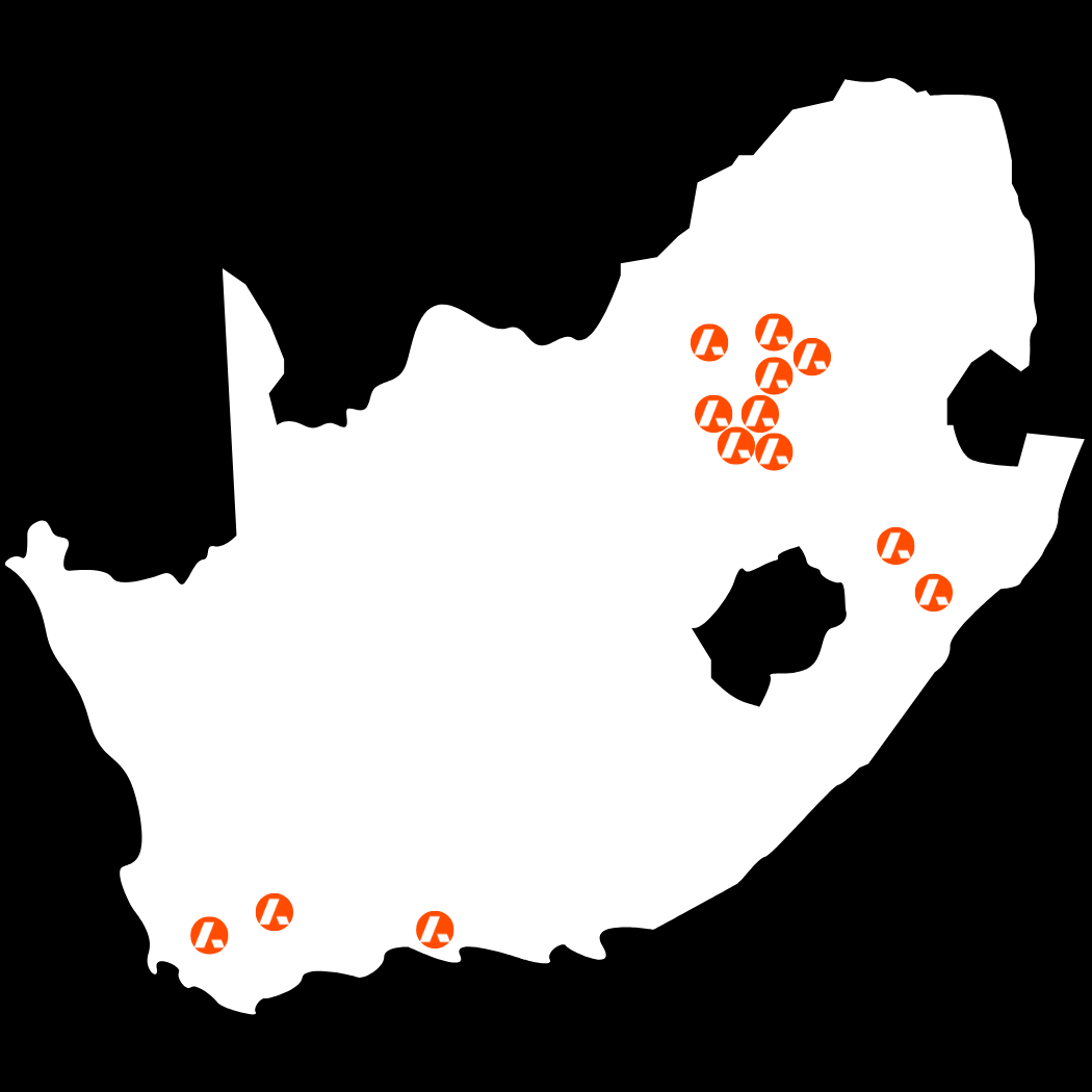 Map 13 parks Map displaying Acrobranch Parks across SA